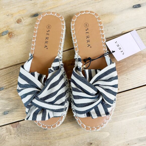 NWT Serra Canvas Striped Espadrilles Sandals Slides Size 8 Slip On - Picture 1 of 6